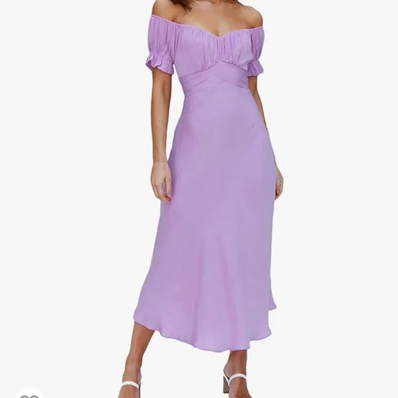 green indian party wear dresses ROSEE de MATIN LIGHT PURPLE A-LINE TULLE MIDI DRESS main image 0